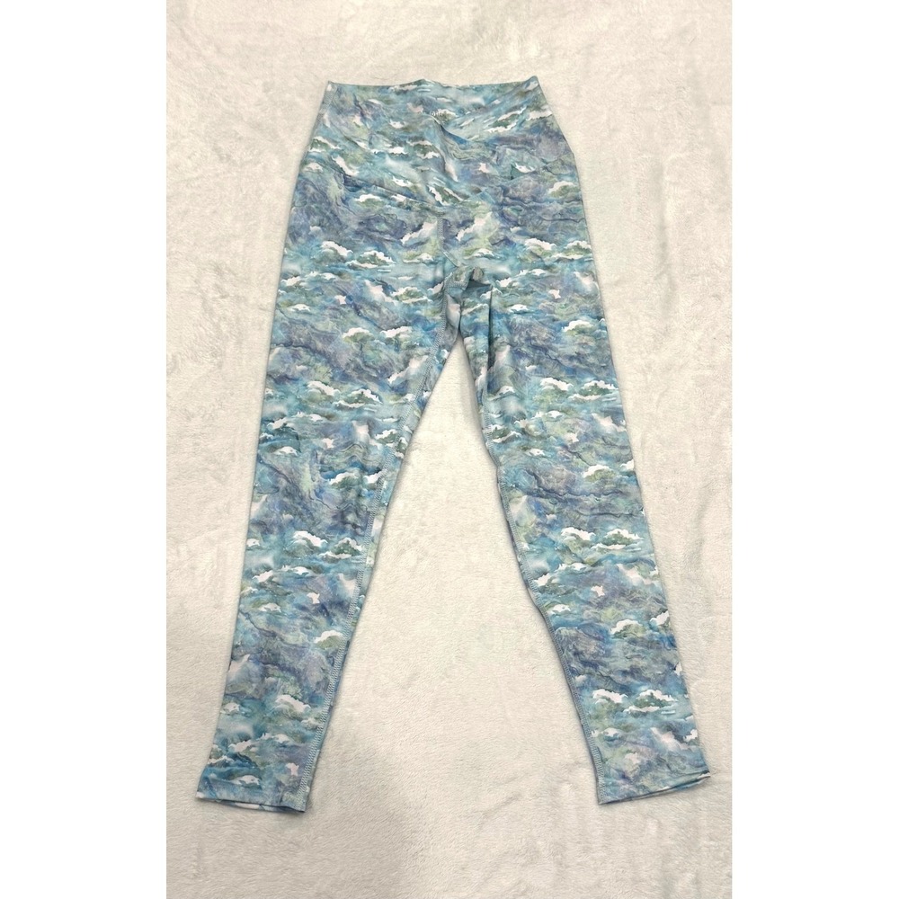 Evolution and Creation Blue Cloud Print Crossover Waist Leggings S Limited Ed